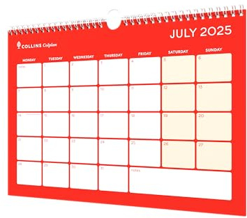 Collins 'Colplan' 12 Month Mid/Academic Year Memo Wall Planner, CMCA4M-2526 - July 2025, July 2026 Monthly Calendar, A4 Size