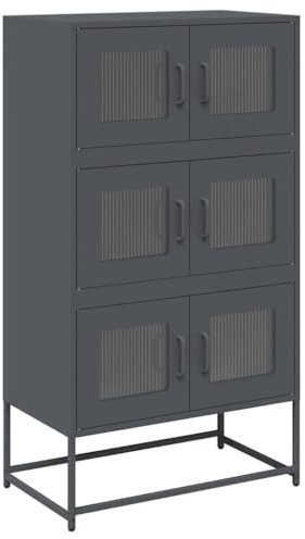 HETFTJN Mobili Cucina Madia Moderna Armadietto da Esterno Madie Moderne Soggiorno - Credenza Antracite 68x39x123 cm Acciaio per Interno Cucina Casa Salotto Soggiorno