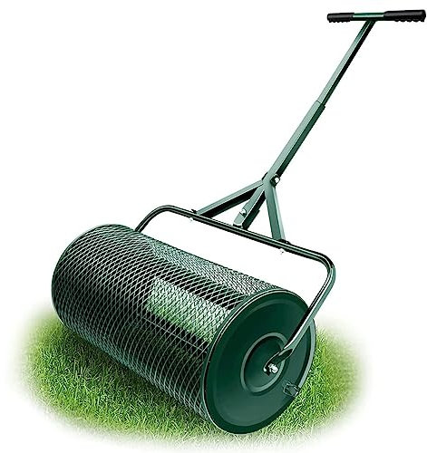 Spandiconcime per compost, spandiconcime per torba da 27,5 pollici con maniglia regolabile a forma di T, spandiconcime in rete metallica leggera per prato e giardino, spandiconcime antiruggine per