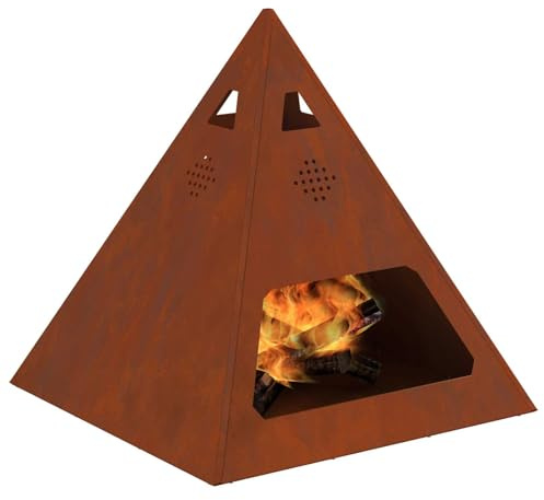 vidaXL Feuerstelle Rostig 50 x 50 x 51 cm Wetterfeststahl | Die pyramidenförmige Form verleiht Außenbereichen moderne Eleganz,