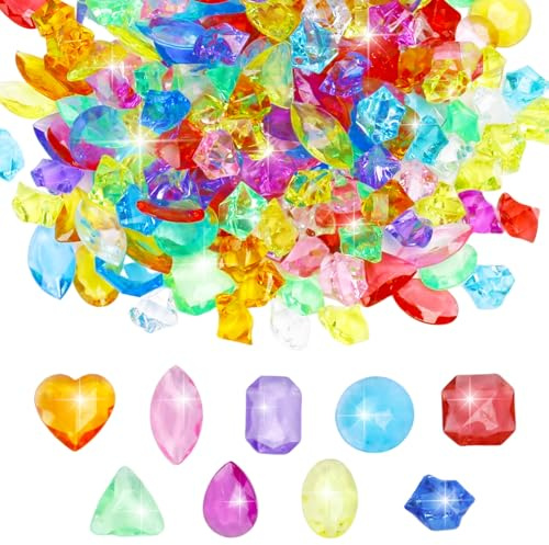 Caelura 120 Stück Edelsteine für Kinder: Acryl Diamanten & Bunte Kristalle zum Lernen & Dekorieren (Vasen, Aquarium, Partys)