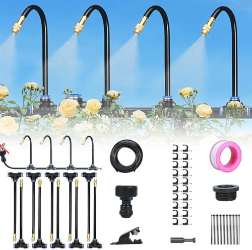 Bewässerungssystem Garten Set, 360° Vollverstellung Automatische Bewässerung Tropfbewässerung, 2025 Neu Automatische Sprinkler für Bewässerung Pflanzen Tropfchenbewässerung Gewächshaus (10 Meter)