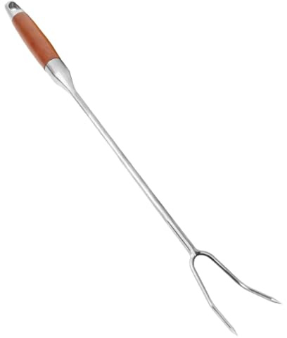 YWJLQH Forchettone in Acciaio Inox per Carne, utensile da Cucina a Due Punte per Barbecue e grigliate, Manico in Legno 50cm