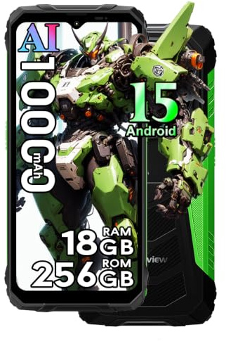 Blackview Movil Irrompible 4G, 18GB+256GB/2TB Android 15 Teléfono Resistente 10000mAh, 6.56 HD+ 90Hz, 16MP+13MP AI Cámara Todoterreno, Dual SIM/4G LTF/NFC/GPS/5G WiFi/FM, Verde