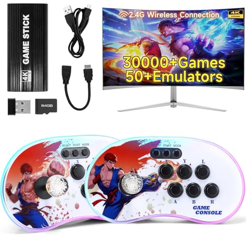 Colourbing A16 Retro Games Console - Wireless Connection,30000 Classic Games,two Separate 3D Joysticks,RGB Ambient Lighting，4K HD HDMI TV Retro Gaming Stick, for Boys & Girls