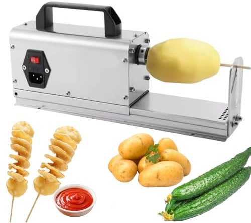 Coupe-pommes de terre, spiraleur de légumes, coupe-frites automatique en acier inoxydable, coupe-pommes de terre électrique Tornado pour usage domestique et commercial
