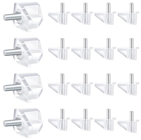 5 Millimeters Shelf Support Peg，Support Cabinet Shelf Pins，Clear Plastic Replacement Peg Cabinet Shelf Supports Pins for Kitchen Furniture Book Shelves Shelf Holder Locking Pins(20 Pieces)