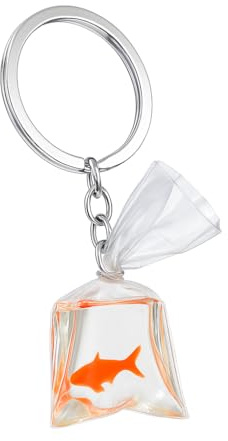 Porte-Clés Poisson Rouge, Porte-Clé Poisson Breloque de Sac pour Femme | Cadeaux de Porte-Cléf Mignons avec Poisson Pochette Transparente pour Amateurs d'Animaux & de Fun Original