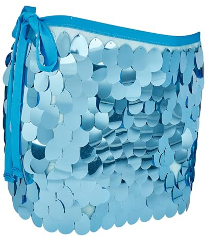 NICENEEDED Lake Blue Pailletten Bauchtanz Hüftschal Glitzernder Meerjungfrauen Kostüm Wickelrock Mini Rave Party Hüftwickel Für Damen Röcke Zum Wickeln Für Den Bauchtanz