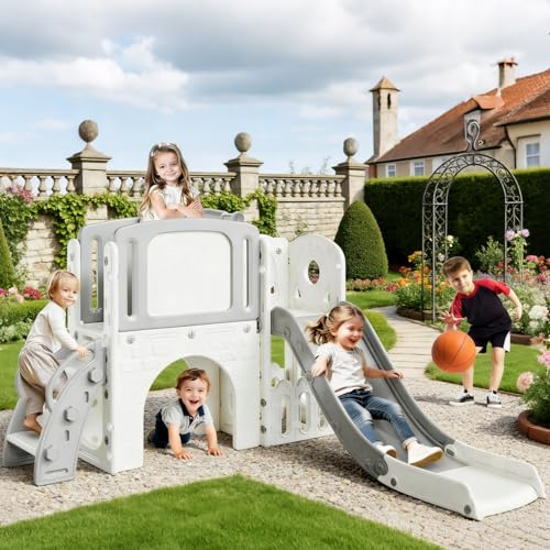 Toddler Slide & Active Climber Playset | Indoor Outdoor Kids Playground Set | Children's Garden Slides with Climbing Frame Stairs | for Toddlers 1-4 Year, Safe Compact Design