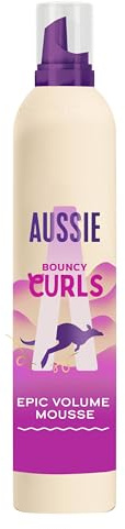 Aussie Bouncy Curls Epic Volume Mousse 200ml, for all Curly & Wavy Hair | Strong Hold and Definition, Heat Protection, 24H Frizz Protection. With Australian Macadamia Nut Oil, Vegan & Cruelty-Free