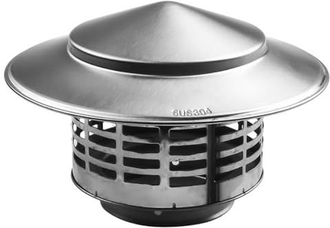 Stainless Steel Chimney Cap, 304 Exterior Wall Fresh Air Outlet Roof Pipe Exhaust Hood for Ventilation Ducts, 75mm-200mm