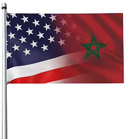 3X5Ft Bandera Decorativas Estacionales Bandera De Marruecos Y Bandera De Estados Unidos Resistente A La Decoloración Banderas Militar Personalizada Para Balcón Partido