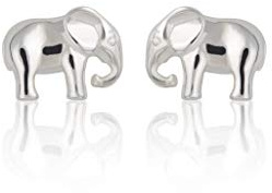 Lily Charmed - 925 Sterling Silver Elephant Stud Earrings, 18ct Gold Plated
