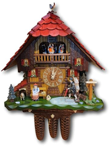 Hekas Orologio a cucù Piccola casetta tipo Foresta Nera con orologio ambulante in movimento e ballerini KA 3742/8 EX