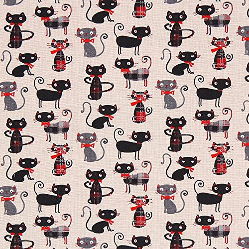 Cretonne Katze 2 – karminrot — Meterware ab 0,5m — STANDARD 100 by OEKO-TEX® Produktklasse I — zum Nähen von Taschen und Bettwäsche