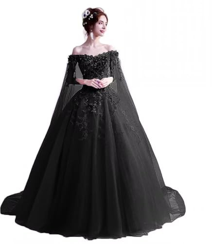LEJY Women's Off The Shoulder Dress Masquerade Ball Gowns Prom Dress 2019 12 Black