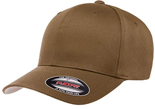 Flexfit Men's Wooly Combed Twill Fitted Baseball Cap, Coyote Brown, Large-X-Large