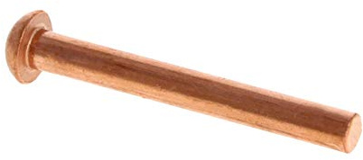 MroMax Lot de 10 rivets M6 à tête ronde en cuivre massif de 0,6 cm de diamètre x 5 cm de longueur pour applications électriques, finition cuivre, ton cuivre