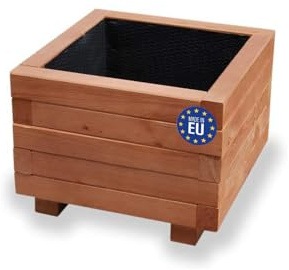 alfalux Hochbeet 40 x 40 x 30H cm mit 1x Wasserablauf Blumenkasten aus Holz Pflanzkübel Garten Balkon Terrasse Pflanzkasten Nuss Braun AB40KAN4030NU