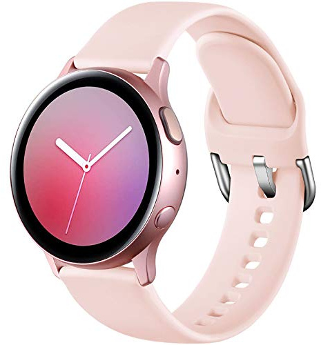 Dirrelo Deportiva Correa Compatible con Samsung Galaxy Watch Active/Active 2 40mm/44mm, Reemplazo de Silicona para Galaxy Watch 42mm/Gear S2 Classic/Garmin 20mm para Mujeres y Hombres, Rosado S