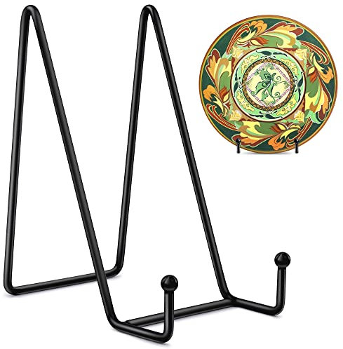 Mocoosy 6 Inch Display Stands for Plate - Black Iron Easel Plate Holder Display Stands Metal Frame Holders for Photo, Pictures, Decorative Plate Dish and Tabletop Art 2 Pack