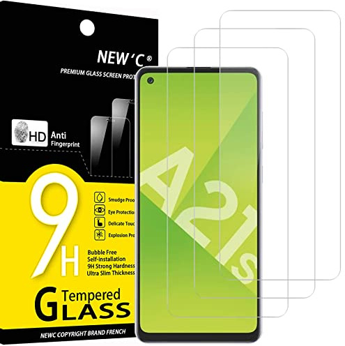 NEW'C 3 Stück für Samsung Galaxy A21s für Panzerglas, Frei von Kratzern, 9H Härte, HD Displayschutzfolie, 0.33mm Ultra-klar, Ultrabeständig