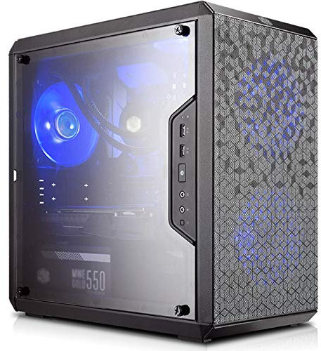 ZXCVBNAS Boîtier PC Gaming - USB3.0 Port - Verre Trempé Panneau latéral de Gestion des câbles - Tais Eau de Refroidissement Prêt - éclairage RGB intégré - Noir