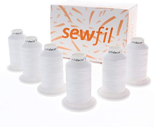 Sewfil hem - polydacor 120 - 6 x 1 000 meter polyesterbelagd sytråd 6 kottar Pack - Vit