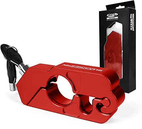 Motorrad Bremsschloss, Diebstahlschutz CNC Aluminium Lenker Schloss mit 2 Schlüsseln für Fahrrads, Rollers, Motorräder, ATV (Rot)