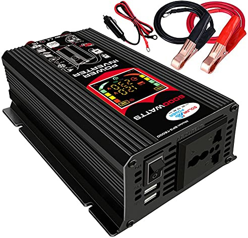 Iriisy Onduleur 12 V 220 V 6000W Convertisseur de Transformateur avec 2 Ports USB 2,1 A pour Voiture Camion