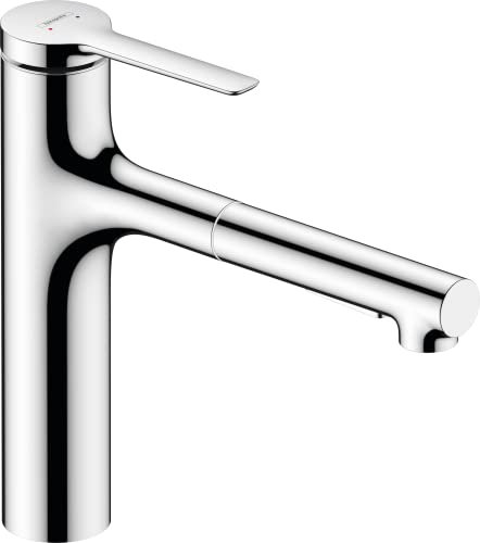 hansgrohe Küchenarmatur Zesis M33, Wasserhahn Küche mit Auslauf Höhe 160 mm, 150° drehbar, ausziehbar, sBox lite, 2 Strahlarten, Chrom