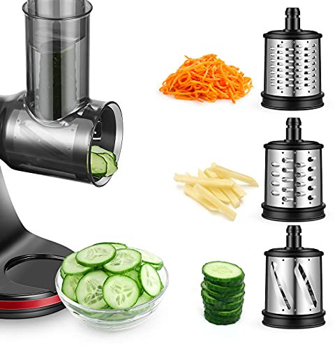 AMZCHEF Vegetables Slicer Shredder Accessories for 3-in-1 Slow Juicer - ZM1501 Accessories & GM3001 Accessories - Rotary Cheese Grater- Food Slicer with 3 Interchangeable Blades