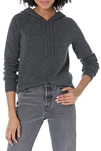 Amazon Essentials Women's Soft Touch Hooded Pullover Jumper, Charcoal Heather, M