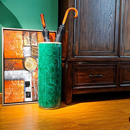 HOZUSO Umbrella Stand Umbrella Bucket Umbrella Rack Barrel Floor Vase Modern Style for Storing Canes Walking Sticks for Entryway Porch Indoor Malachite Green 24‘’High