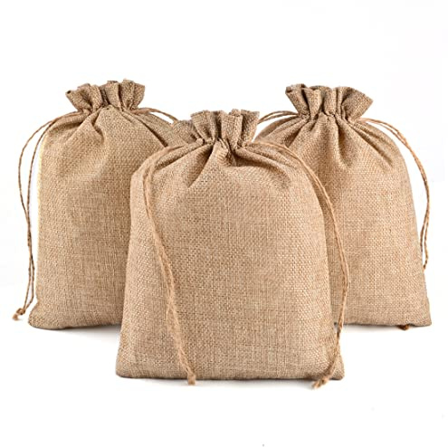 CLTPY 25 stycken jutesäckar bomullspåsar 10 x 14 cm linnepåsar bomull liten väska jutepåse påsar med dragsko för gör-det-själv bröllop jul presentpåsar smycken gåva