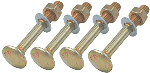 BRESKO Schlossschrauben (8x60 mm - 4er Set) Flachrundschrauben Muttern Unterlegscheiben verzinkt Gelb Flachrundkopfschrauben