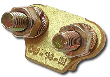 INDUSTRIAS MORA - Grapa Para Toma De Tierra Fabricada En Cobre. Válida Para Picas De Tierra De Hasta 15 mm De Diámetro. Tornillería De Acero Zincado. (5 Unidades)