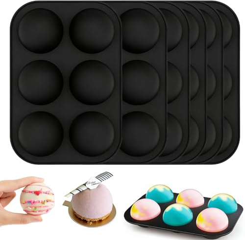 Norhogo Silikonform mit 6 Löchern, Halbkugelform, 6 Packungen, 6 Halbkugeln, Schokoladenformen Halbkugel Backform Ø 5 cm für Schokolade, Kuchen, Gelee, Dome-Mousse