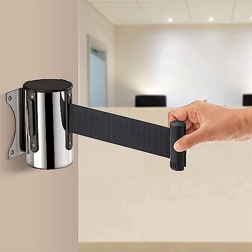 TsoLAY HSF absperrband gelb schwarz Absperrband, einziehbares, ausziehbares Warteschlangenband, 2/3/5 m, Edelstahl-Massenkontrollband Retractable Barrier (Size : 5m)