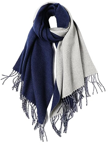 maamgic Schal Damen Pashmina Stola Warm Zweifarbig mit quasten/fransen Tücher für Frauen Abendkleider Hochzeit Festlich xxl Schals Herbst Winter Einfarbig Deckenschal MEHRWEG