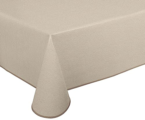 BEAUTEX Wachstuchtischdecke abwaschbar Leinenstruktur Beige Eckig 130x160 | Wasserundurchlässig, pflegeleicht, strapazierfähig, für Küche, Esszimmer, Balkon & Garten, ideal zum Basteln mit Kindern