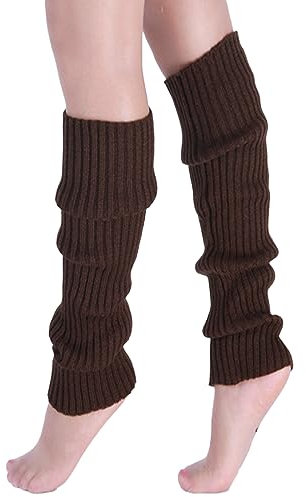 Wambere 1 Paar 40cm Länge Damen Beinstulpen Gestrickte Beinwärmer Beinstulpen Stulpen Legwärmer Strümpfe Kniestrümpfe Thermosocken Fußüberzüge,für Tägliches Tragen Outdoor Aktivitäten,Braun