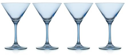 Godinger Martini Glasses, Cocktail Glasses, Stem Glasses, Margarita Glasses, Blue - Elegant Barware for Wine, Bourbon, Liquor and Beer Stylish Entertaining, Veneto Collection