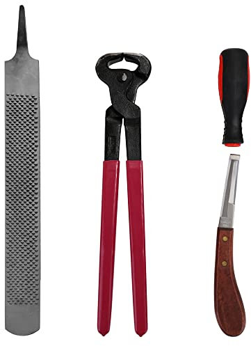 YIWENG 4 STÜCKE Horse Farrier Hoof Nipper Trim Schuh Datei Raspel Griff Hufschneider Werkzeug Pferdepflege Zubehör