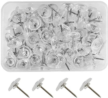 100 Stück Transparente Reißzwecken, Zahnrad-Stecknadeln, Pinnwand-Stecknadeln, Karten-Stecknadeln, Weiße Wand-Stecknadeln, Spiralförmige Positionierungsnadeln, Geeignet Für Poster Und Karten