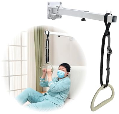 Trapeze Bar for Bed Mobility Aids Bedside Pull Up Bar Bed Lift for Elderly Seniors Cane Handle Medical Trapeze for Hospital Bed Pole Transfer Rail Standing Helper Handicap Bariatric Bed Assistance
