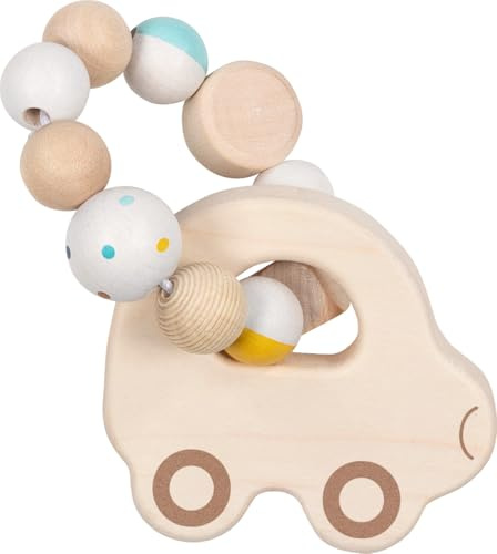 goki baby 65339 - Greifling aus Holz in Autoform für Babys – Made in Germany, Blau, Jungen, Natürliches Motorikspielzeug zur Förderung des Greifreflexes, ab Geburt