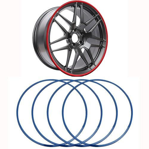 Felgen Reparaturset Alufelgenschutz, Selbstklebende Schutzform, 17-22 Zoll Felgenschutzstreifen For Leichte Autos, 4-teiliger Metall-Anti-Reibungs-Raddekorationsring, Universelles Zubehör For Automodi
