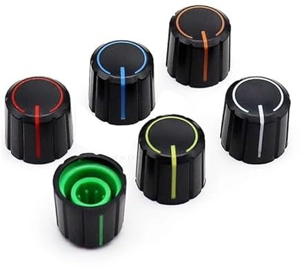 10 pcs Black+red flag Knob Cap Diameter 15mm Height 13.5mm Potentiometer Encoder Knob Flower Shaped Inner Hole 6mm IINKUEYK